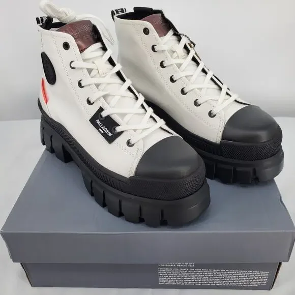 Palladium Womens 9 Revolt HI TX Star White Platform Boot‎ 97242-116-M New
