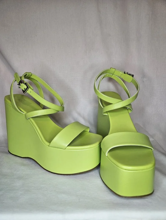Michael Michael Kors Paola Platform Dress Sandal Bright Limeade Leather Strappy