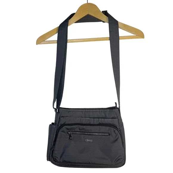 Lug Infinity Shimmy Crossbody Bag Charcoal Gray RFID Purse Pocket Organizer