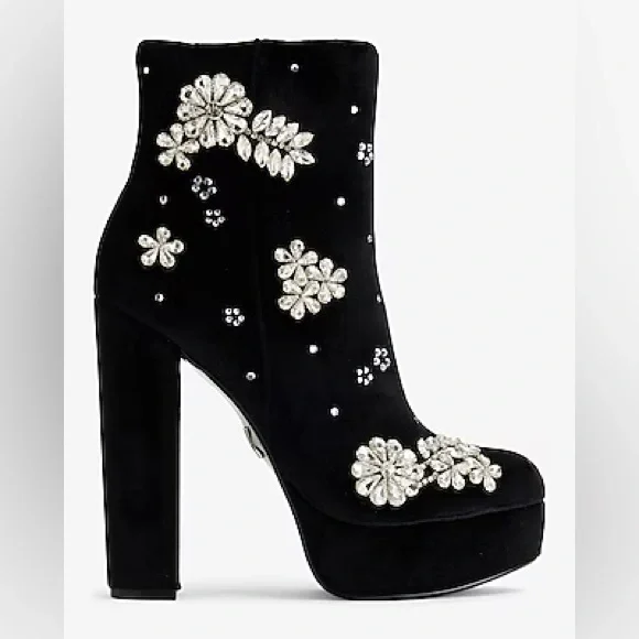 Express Rhinestone Embellished Platform Heeled‎ Ankle Boots