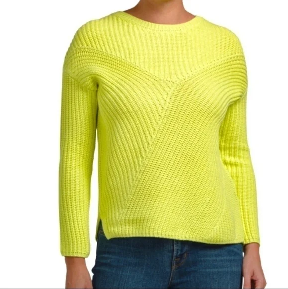 Rachel Zoe Neon Green Cable Knit Sweater