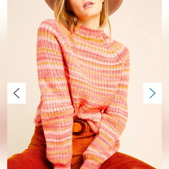Anthropologie T.La Drea pink tan Space-Dyed Sweater, Size Medium