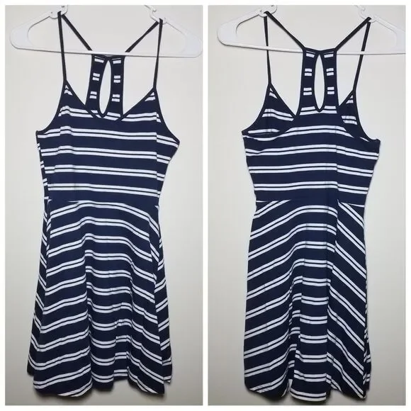 EUC|Blue Striped Racerback Skater Dress, SMALL