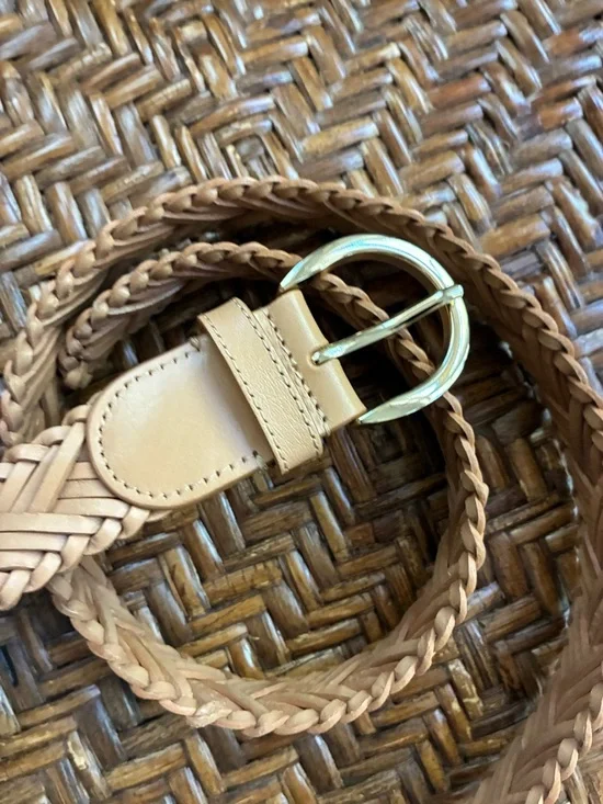 J. Crew Woven Leather Braided Belt in Tan