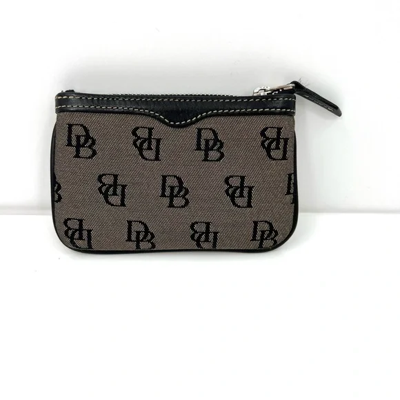 Designer Dooney & Bourke Signature Logo Monogram Black Coin Zippered Card Pouch