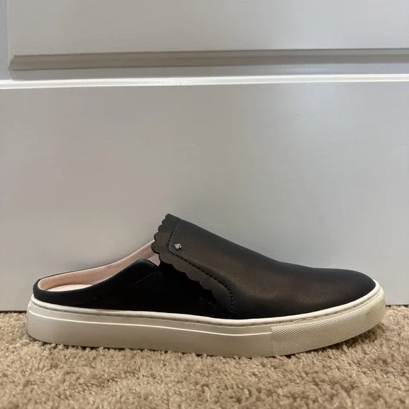 Kate Spade Andi Shoes Womens 9 Black Leather Mule Slip On Platform Sneakers