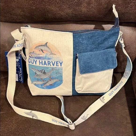 Guy Harvey Blue and Cream crossbody Bag