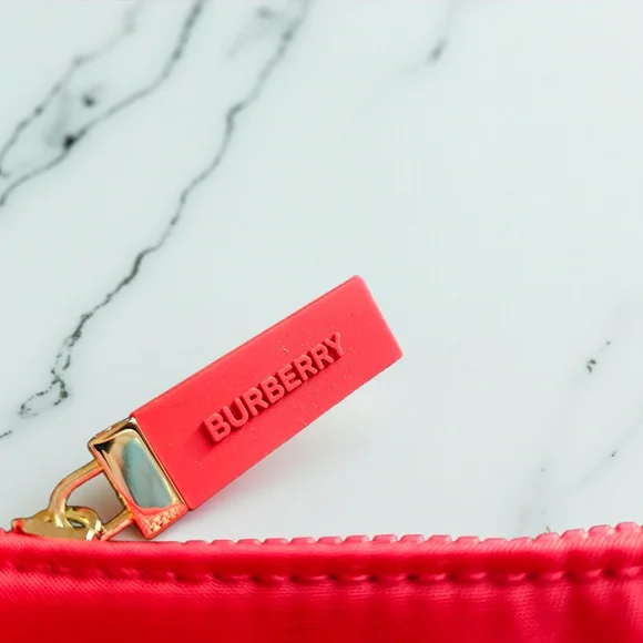 Burberry Red Cosmetic Pouch Bag Wristlet NEW GWP