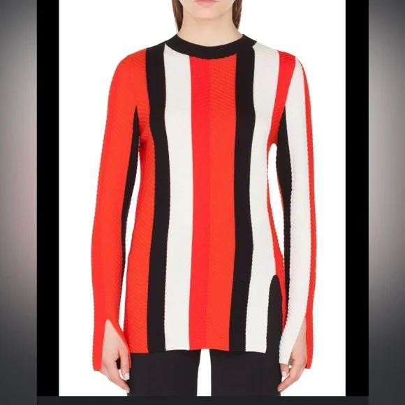 Akris Punto Bergdorf Goodman Herringbone Stripe Merino Pullover Sweater