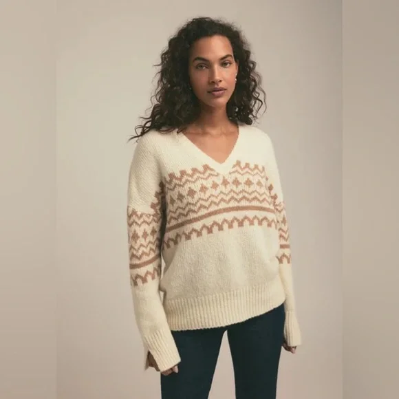 NWT Favorite Daughter Winter William Fair Isle Cashmere Wool Sweater XS