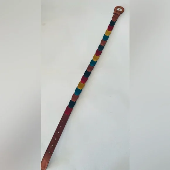 Vintage Leather Multi Colored Rainbow Belt‎ S