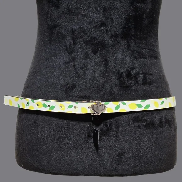 Kate Spade New York Belt Large Reversible Lemon Print Fresh/White   Leather