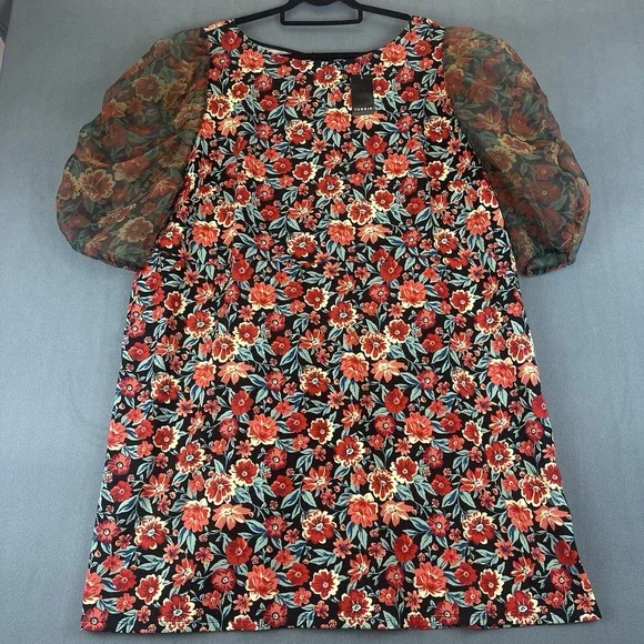 Torrid Mini Scuba‎ Crepe Organza High Neck Puff Sleeve Dress Women Size 26