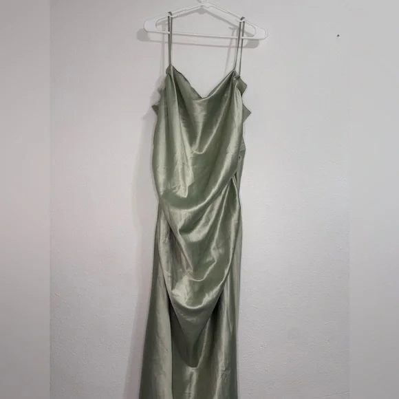 BHLDN Emery Square-Neck Stretch Satin Midi Dress