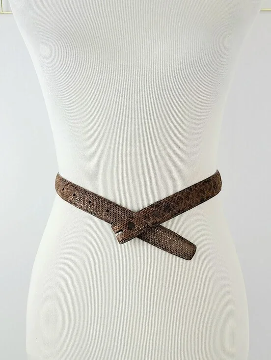 Judith Jack Brown Suede Snakeskin Genuine Leather USA Belt Strap