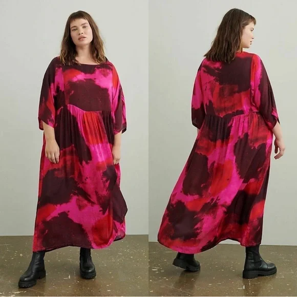NORBLACK NORWHITE Lysandra Tie Dye Maxi Dress in Pink XS