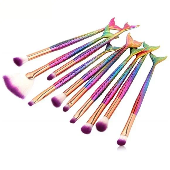 10 Pcs Mermaid Eye Makeup Brushes Set, Professional Eyeshadow Makeup