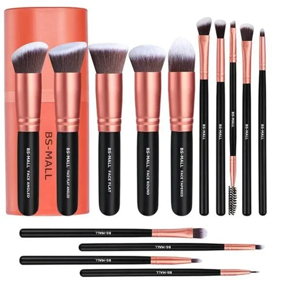 Makeup Brush 14 Pcs Brush Set, Rose Golden, with Case