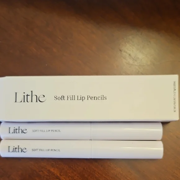 Lithe Soft Fill Lip Pencil Duo Set NIB 5F01 Dusk & Scarlet Smooth Natural Vegan
