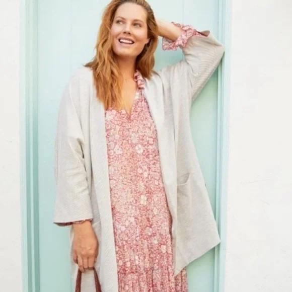 DONNI. Lightweight Open Front Stripe Cardigan - One Size