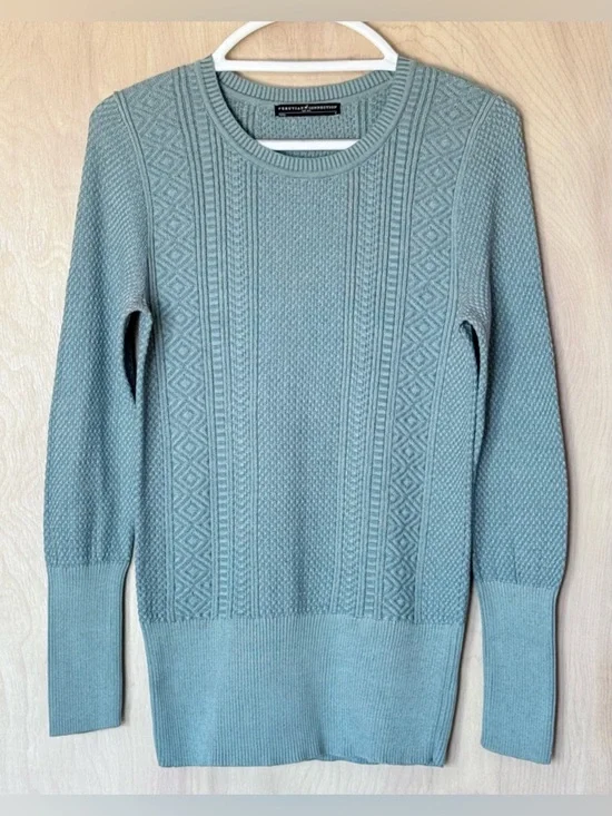 Peruvian Connection Sweater Women’s S Sage Green Textured Crewneck Boho Artisan
