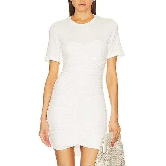 NWT Jonathan SIMKHAI Standard Jaslene Mini T Shirt Dress in White XL Revolve