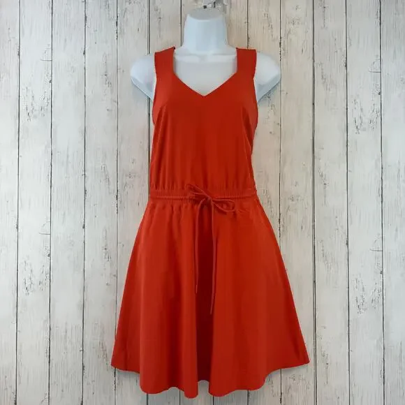 Athleta Orange UPF 50+ Tie Waist Savannah Strap Activewear Tank Dress Size XS