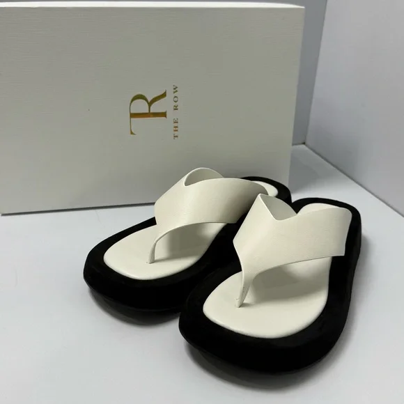 The Row Black and White Sandals