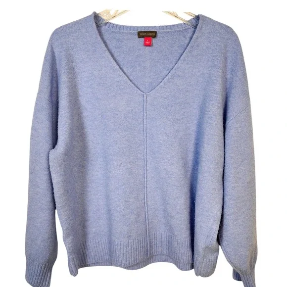 Vince Camuto‎ Sweater Women L Blue V-Neck Long Sleeve Pullover Knit Spring Work