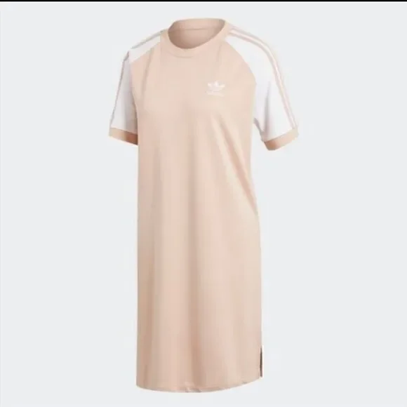 Adidas tan 3 stripe raglan dress