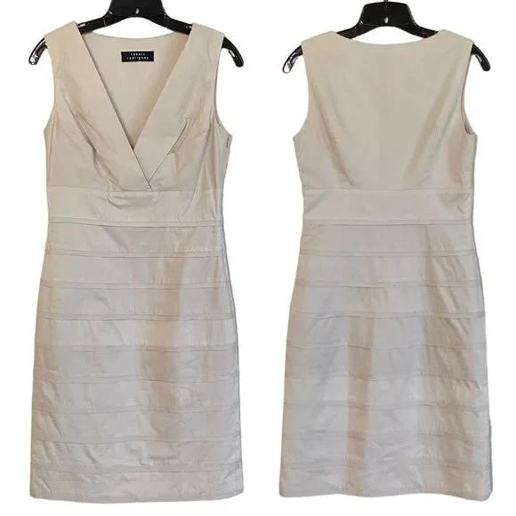 Robert RodriguezTan Tiered Sleeveless Sheath Dress Sz 8