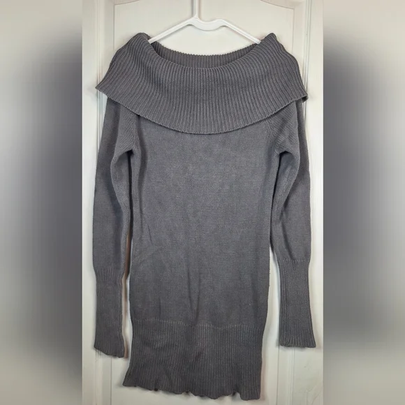 VTG Y2K Guess Charcoal Cowl Neck Sweater Dress Size Med.