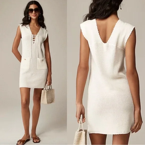 J. Crew Pointelle lace-up sweater-dress XS