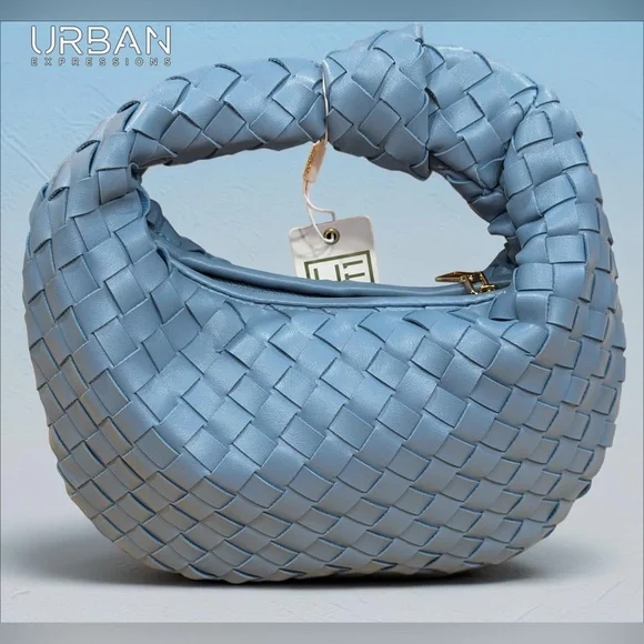 Urban Expressions Light Denim Blue Woven Knotted Hobo Bag NEW WITH TAGS!