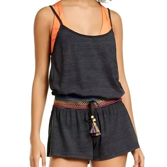 Soluna Spaghetti Strap Shorts Romper Swim Cover Up Women's Size Small‎
