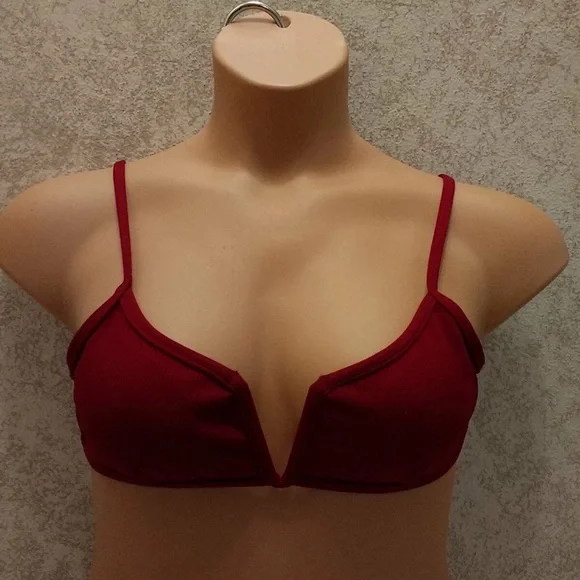Zaful Burgundy Textured Bikini Top