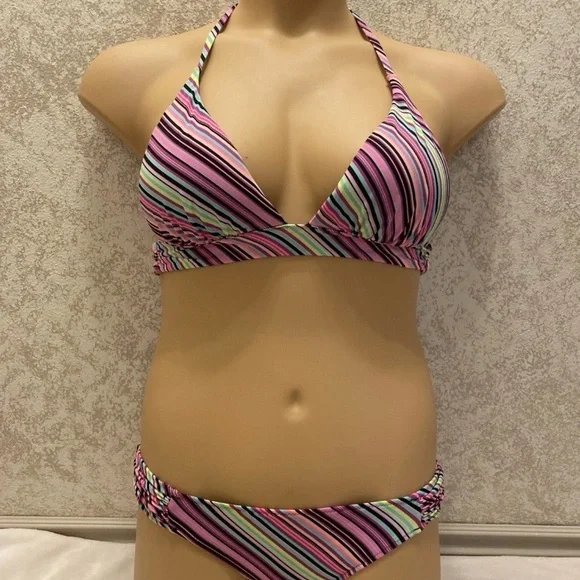 Victoria's Secret Striped Halter Multicolored Bikini