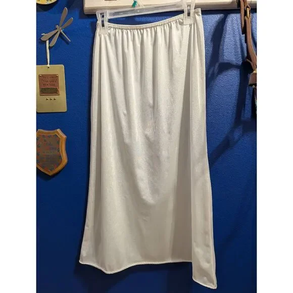 Vintage White Maxi Half Slip Skirt XS/S Elastic Waist Cottagecore Lingerie Midi