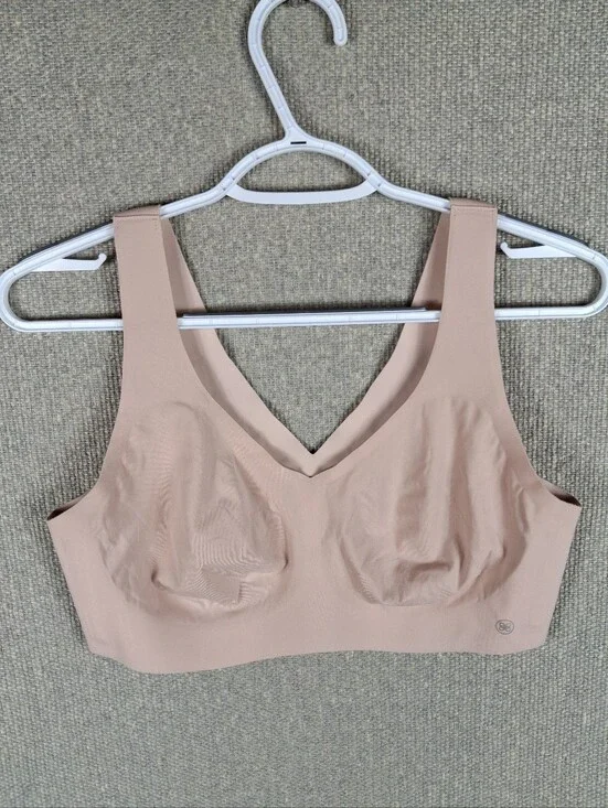 Honeylove SoftForm V-Neck Bra Womens Large Blush Sand Wireless Seamless Lift