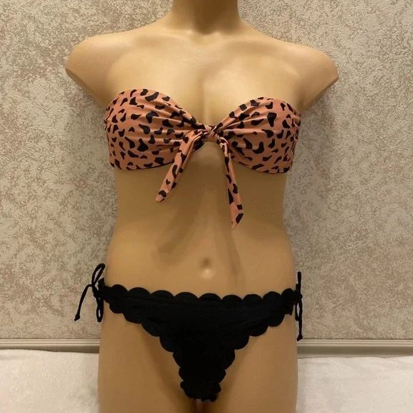 SHEIN Brown and Black Animal Print Bikini Set