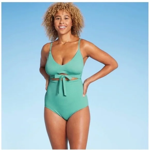 Shade & Shore one piece swim suit‎ ribbed
