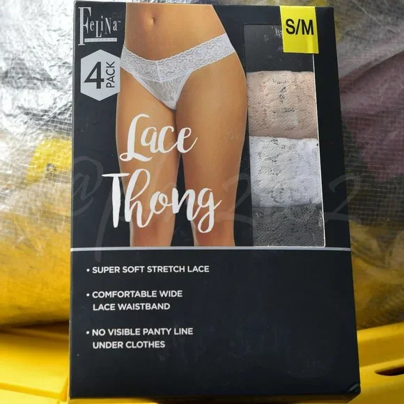 Felina S/M (SMALL/MEDIUM) lace‎ thong WOMEN 4-pack.