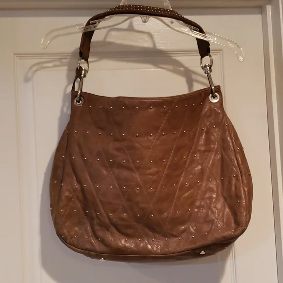 ABRO Vintage Hobo Taupe Leather Handbag