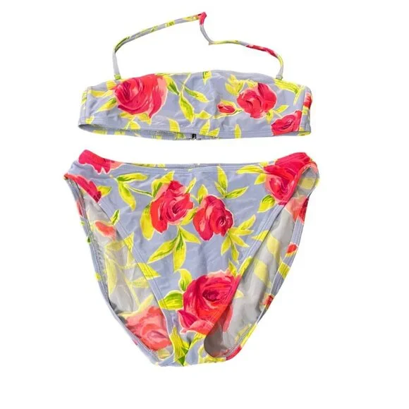 La Blanca Women's 2-Piece Rose Floral Swimsuit Set Size 10 Blue pinkgreen m