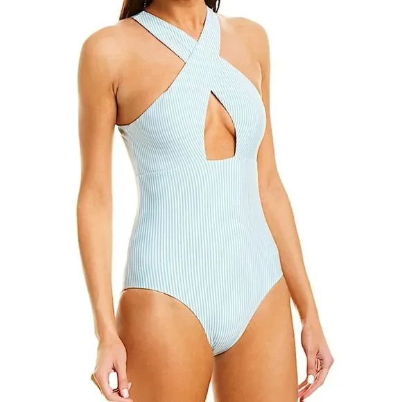 Onia Nicole One-Piece Seersucker Bondi Blue