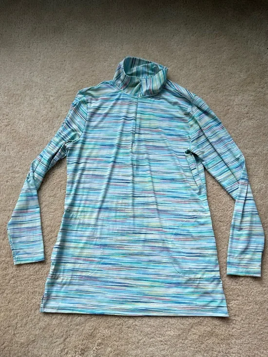 Lands’ End Multicolored Striped 1/4 Zip Swim Cover Up Dress - Size S - EUC