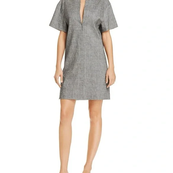 Theory‎ Sharkskin Short-Sleeve Shift Dress office career neutral minimal