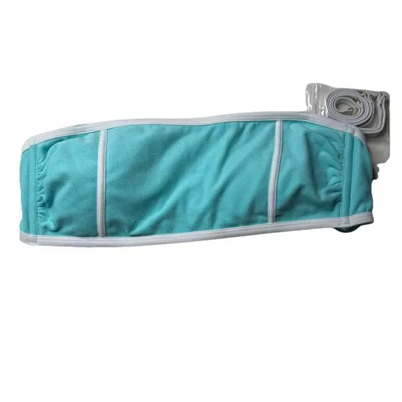 Kona Sol Light Blue Terry Textured Solid Bandeau Bikini Top Turquoise Size L New