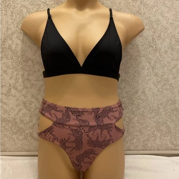 Chic Black and Brown Leopard Bikini Set