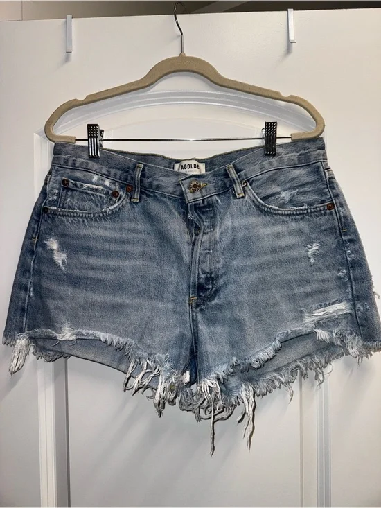 Agolde Distressed Midrise Denim Shorts